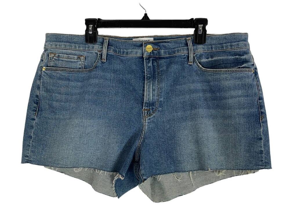 Frame Denim shorts blue Le Cut Off raw fray hem